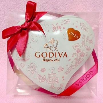 日本GODIVA超限量版2023緞帶蝴蝶結法式圖騰燙金浮雕立體愛心-珍藏紀念絕版品