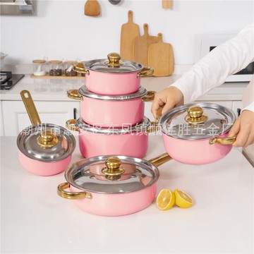 有FCM認證跨境熱銷套鍋不銹鋼6件套鍋湯鍋不銹鋼湯鍋蒸鍋廠家批發