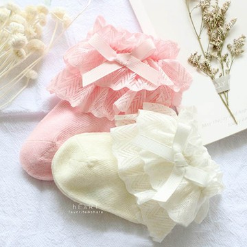[現貨] 棉感雙層蕾絲花邊寶寶短筒襪 襪子 寶寶襪 嬰兒襪