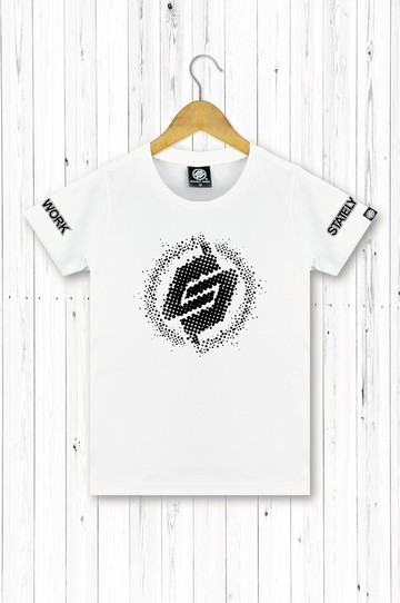 STATELYWORK 網點LOGO T-女短T桖-白