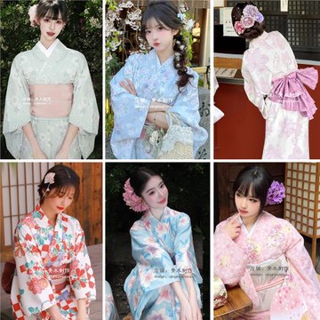 日式和服女秋季日本民宿風長款浴衣浴袍神明少女攝影寫真拍照服裝