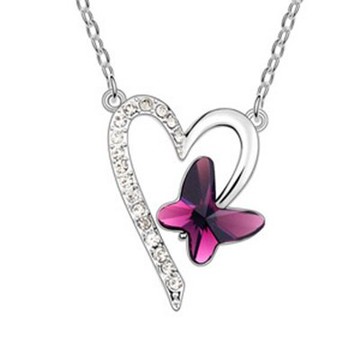 現貨+預購 925純銀項鍊水晶吊墜-精緻愛心花朵設計情人節生日禮物女飾品3色73bb103【獨家進口】【米蘭精品】