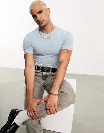 ASOS DESIGN muscle fit t-shirt in light blue