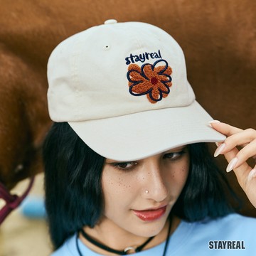 STAYREAL HAVE A GOOD DAY刺繡洗水老帽 - 米白