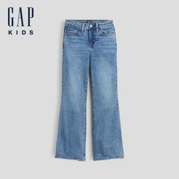 【GAP】兒童高腰復古喇叭牛仔褲-蝴蝶結(915878)