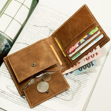 『新品上市』老爺有喜 真皮輕薄對折零錢短夾(075236lt)