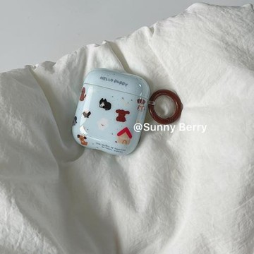 向日的漿果ins風小眾可愛潑墨奶油藍狗狗屋子適用airpodspro藍牙耳機殼airpods2/3保護套蘋果二代耳機殼軟殼