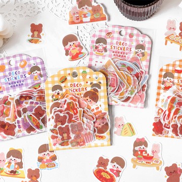 🍋檸檬青🍋 現貨特價售完無補超可愛我的美食日記系列4款40枚入卡通貼紙手帳裝飾素材