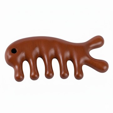 咪咪購物 魚型按摩梳3件組 經絡梳 頭皮舒壓按摩 眼部鼻子按摩  1組  檀木