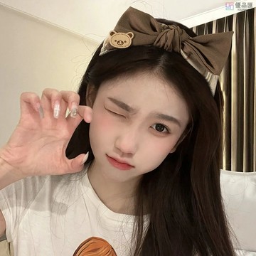 🔥【優品特惠】ins風可愛休閒卡其色小熊 髮箍 女超仙復古 髮卡 頭飾 法式高顱頂森系蝴蝶結 頭箍 髮飾