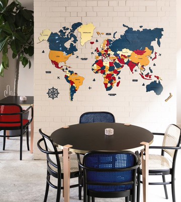 安納托利亞 3D 木製世界地圖