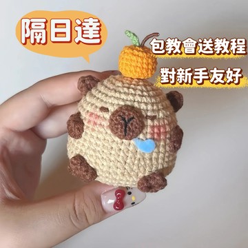 隔日達🔥毛線鉤針瞌睡卡皮巴拉玩偶 手工編織diy鉤針材料包 自製包掛件鑰匙扣 鉤織毛線交換禮物 diy毛線針織手作材料包
