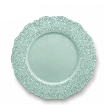 義大利VBC casa 手工浮雕蕾絲系列 33cm餐盤 蒂芬妮綠