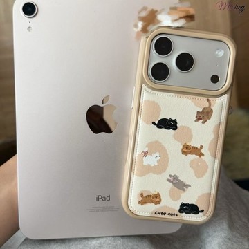 皮紋氣墊可愛貓咪適用iPhone17PROMAX手機殼蘋果16PRO15141312