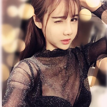 內搭紗網透明打底衫女長袖薄款春秋性感半高領蕾絲鏤空網狀上衣