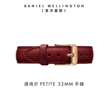 Daniel Wellington DW 錶帶 Petite Suffolk 14mm經典紅真皮錶帶-玫瑰金框 DW00200203