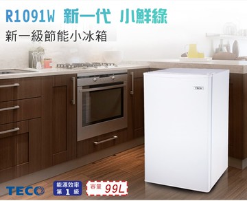 【TECO 東元】99公升一級能效定頻單門右開小冰箱 R1091W