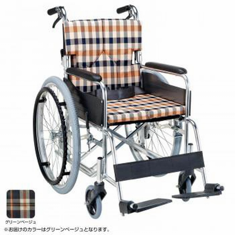 人気提案 うきうきらんどスタンダードモジュール 車いす 自走式 背折れ 緑チェック SMK50-4243GN avinco.co