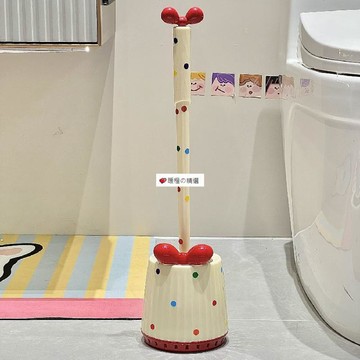 可開發票☆桃園出貨💕可愛的波點馬桶刷家用長柄帶底座死角廁所刷子衛生間清潔神器套裝