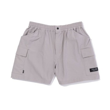 日本限定 POLER STRETCH RIP RELAX CARGO SHORTS 戶外工裝風彈性短褲 / 彈性快乾機能褲 / 淺灰