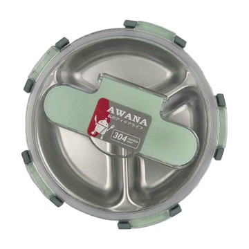 AWANA TINGLI 挺力 圓型三格不鏽鋼便當盒 NO.8167 19 x 8.5cm 隨機出貨  顏色隨機  1個