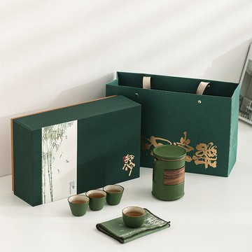 ??快速出貨?? 公司貨 竹節功夫茶具套裝戶外旅行茶具家用辦公整套陶瓷泡茶器商務伴手禮