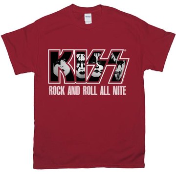 KISS樂隊搖滾朋克美式街頭oversize復古酒紅色男士重磅純棉T恤