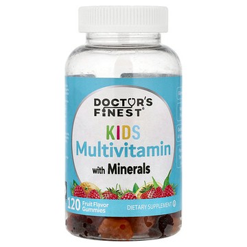 Doctor's Finest, 兒童多維生素軟糖含有 B6、B12 和鋅，什錦水果味，120 粒果膠軟糖