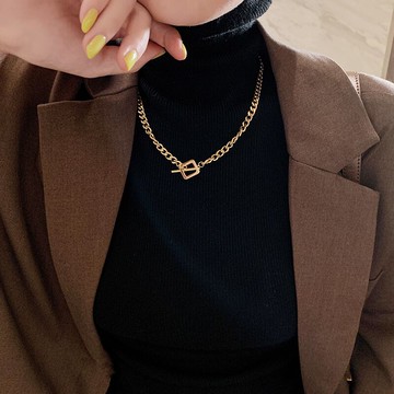 時尚輕奢鈦鋼項鏈年新款方形扣小眾設計高級感鎖骨鏈女潮網紅