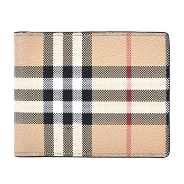 BURBERRY 巴寶莉   Vintage 經典格紋帆布對開短夾(卡其)