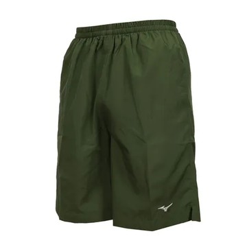 軍綠白-S MIZUNO 男路跑五分短褲  ( 慢跑 訓練 美津濃「J2TBYA5238」