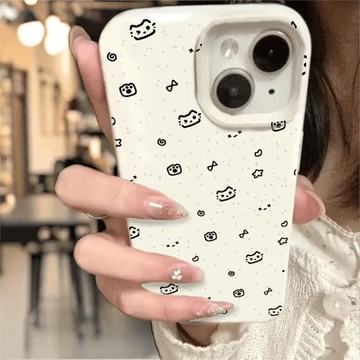 ins韓風涂鴉小星星貓咪小麥殼適用蘋果15/14Promax手機殼13/14可愛iPhone12清新11磨砂膚感xs/xr防摔15plus套
