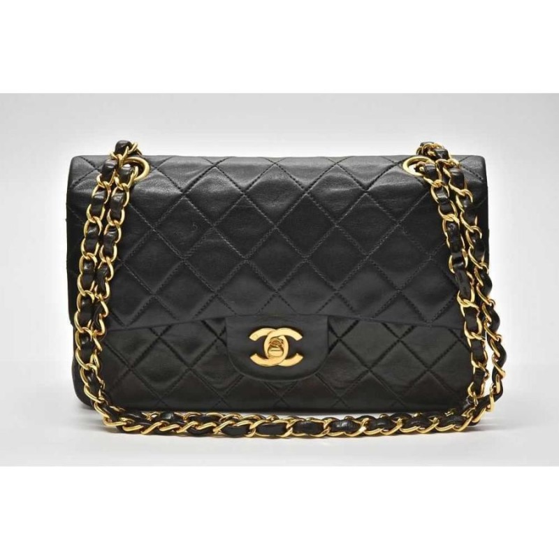 シャネル CHANEL マトラッセ23 Wチェーンショルダーバッグ Wフラップ ラムスキン 黒 G金具 62768