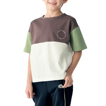 日本千趣會 - GITA 天竺棉短袖上衣-色塊-綠棕白