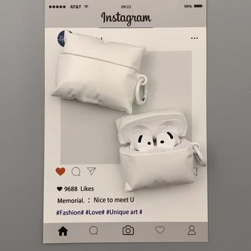 ins新款趣味創意仿真白色抱枕airpods4保護套airpod3適用蘋果pro