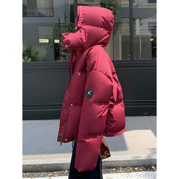 安可拉紅小個子連帽羽絨棉服女2026冬季新款今年流行加厚棉衣棉襖