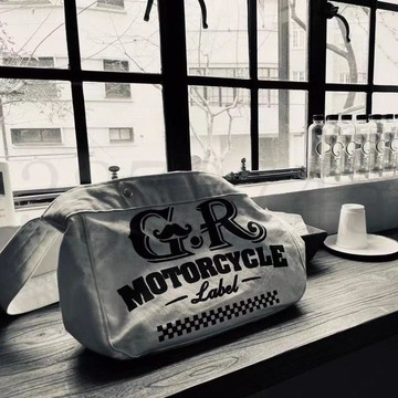 臺灣出貨白色重磅GR摩托車文化包大容量新款原創斜跨時尚復古單肩機車休閒