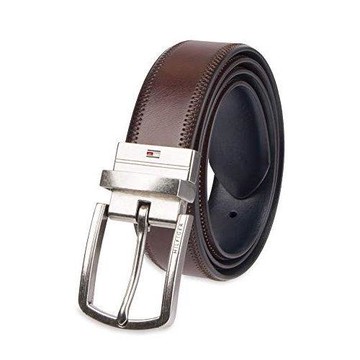 Tommy Hilfiger 2019男時尚休閒牛仔雙面黑棕色皮帶