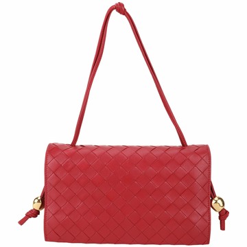 BV Bottega Trio Pouch On Strap 扭結繩帶小羊皮編織翻蓋風琴包(紅色)