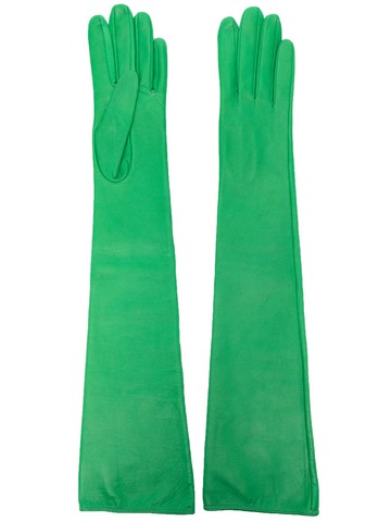 Manokhi - elbow-length leather gloves - women - Leather - 7 - Green