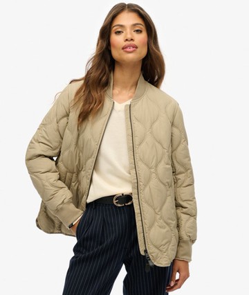 Superdry Women's Short Quilted Liner Jacket Beige Size: 12