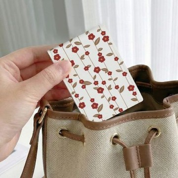 TRON 隨身摺疊鏡 小尺寸 條紋透明小花 化妝鏡 梳妝鏡 桌面鏡子－B款紅色