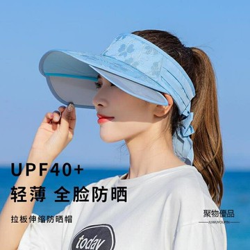 防曬帽子太陽帽女夏季空頂騎車遮陽帽大沿防紫外線韓版【聚物優品】