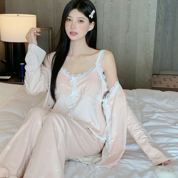 VIVILIAN唯美蝴蝶結性感雙面絨保暖睡衣