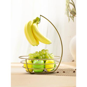 歐式帶香蕉掛鉤果籃客廳家用水果盤簡約現代雙層瀝水籃大容量收納
