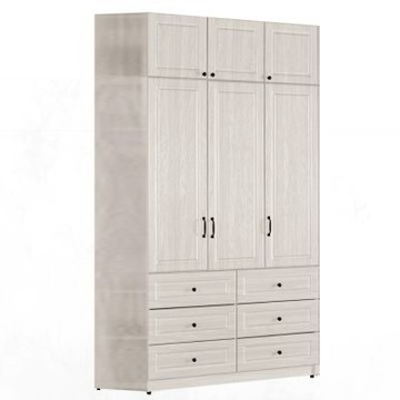 文創集 薩米4尺六門六抽加高衣櫃組合(耐磨紋面板)-120x59x237cm免組