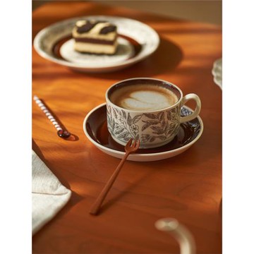 肆月中古咖啡杯碟小眾高顏值拿鐵拉花杯創意陶瓷辦公室下午茶杯子