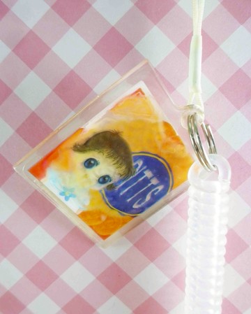 【震撼精品百貨】日本精品百貨-手機吊飾/鎖圈-伸縮吊飾-奶哥(橘)