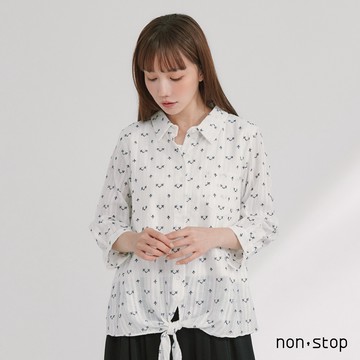 non-stop 繁花印花綁帶襯衫-1色