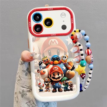 卡通堆堆馬里奧適用于蘋果17promax手機殼新款iPhone17Air高級感鏡頭全包防摔16pro大視窗奶油泡芙手提男女